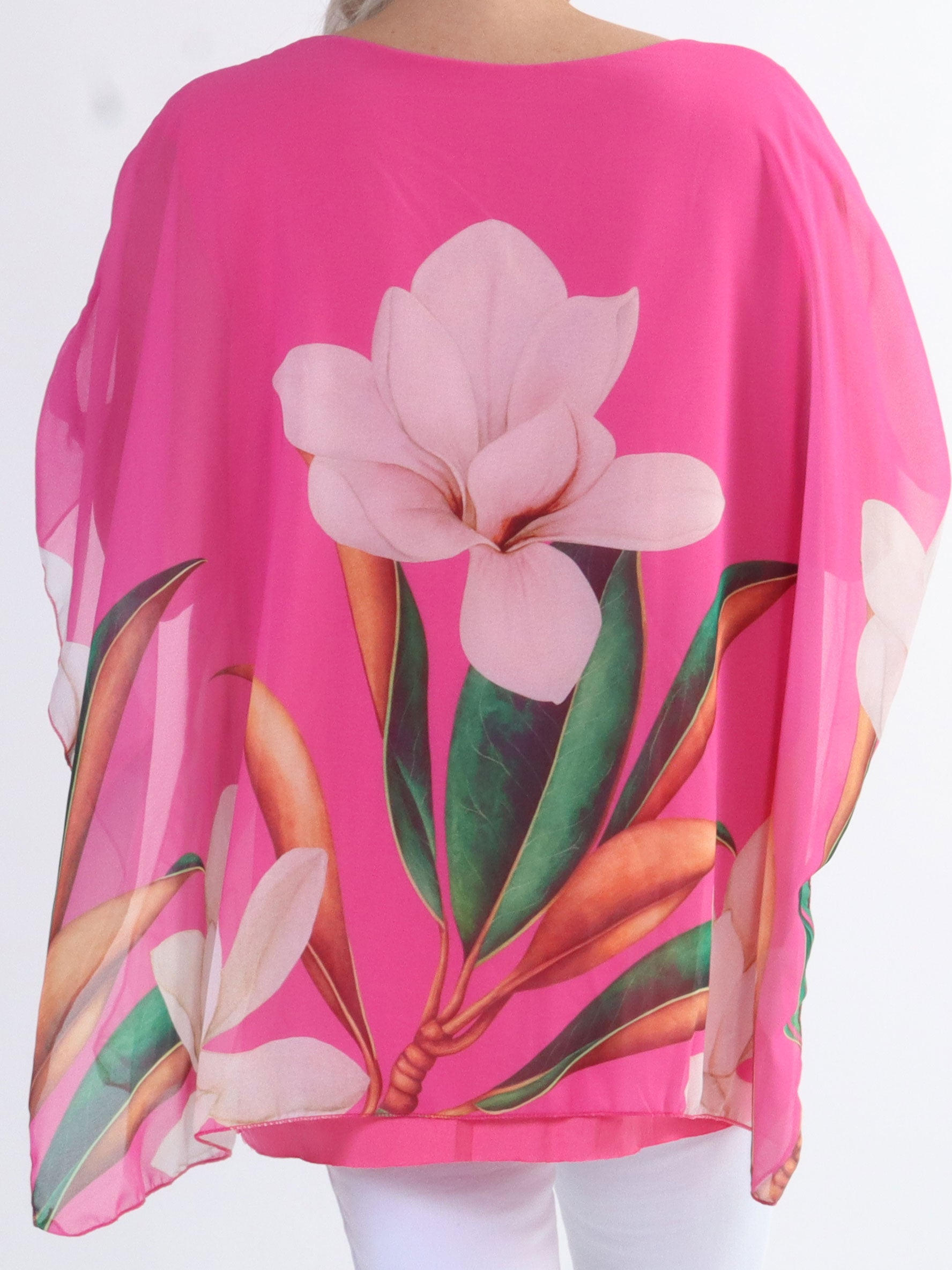 Mian - Färgglada plus size tunika med chiffonglager